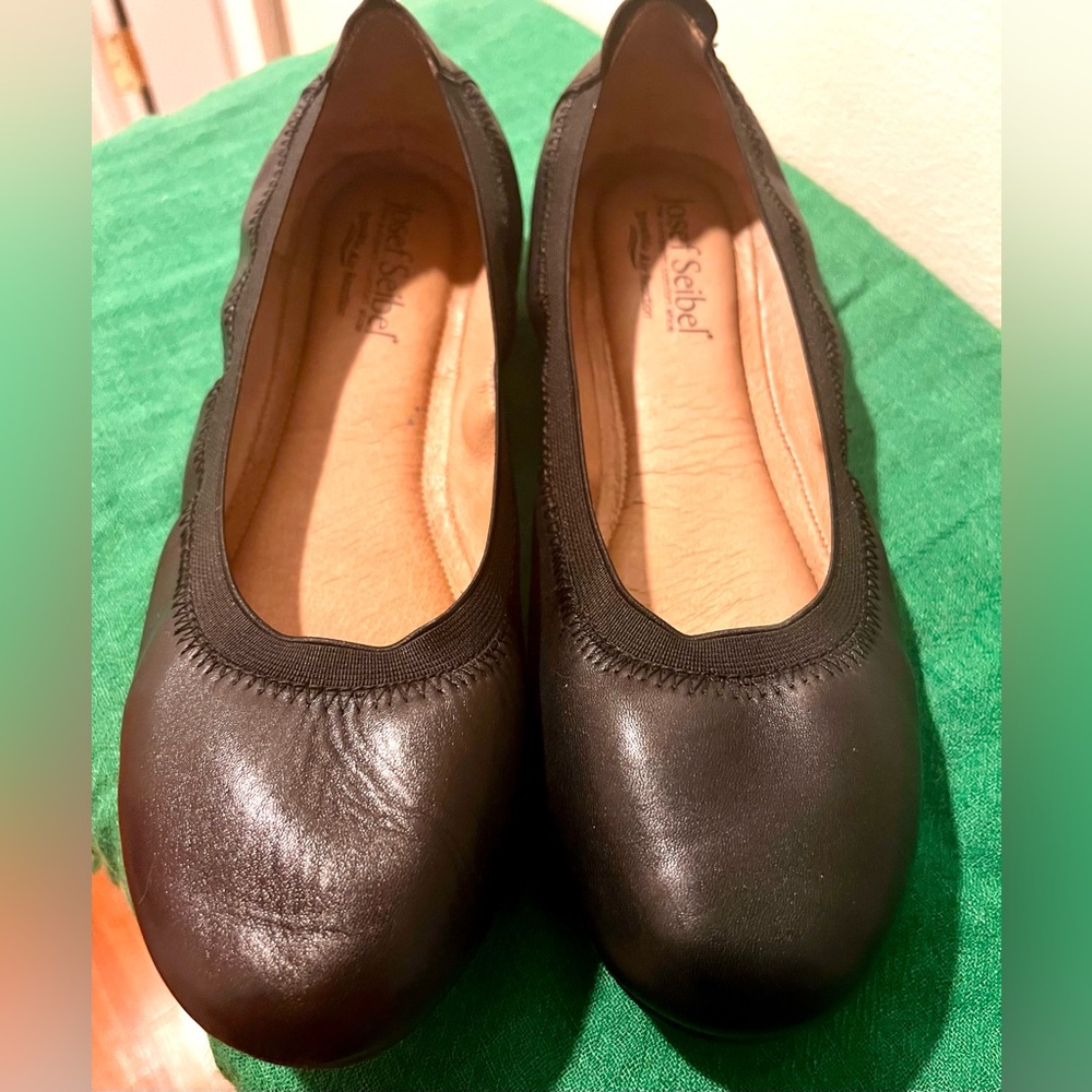 Josef Seibel Pippa black leather ballet flat, sz 9/40